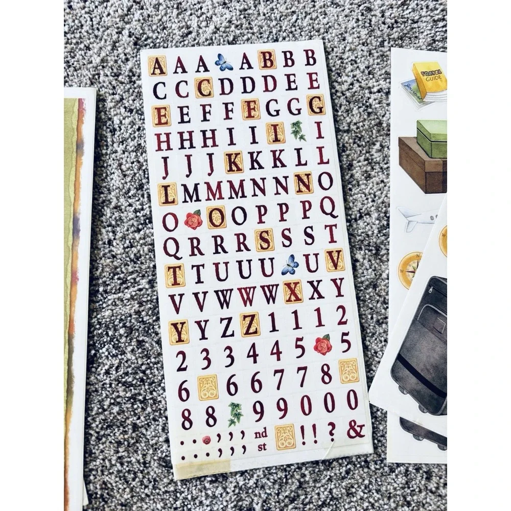 Sandy Lion Color Blocking Class‎ Kit Travel Theme - Vintage Stickers Paper Guide